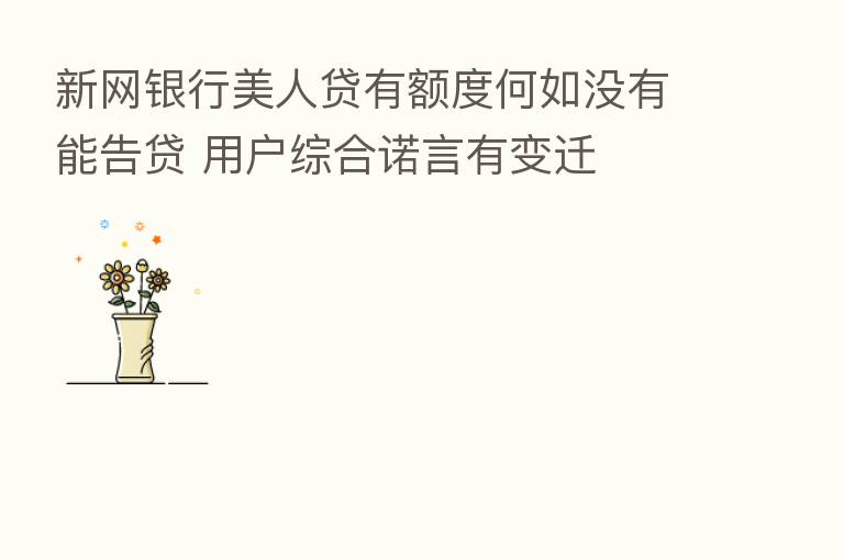 新网银行美人贷有额度何如没有能告贷 用户综合诺言有变迁