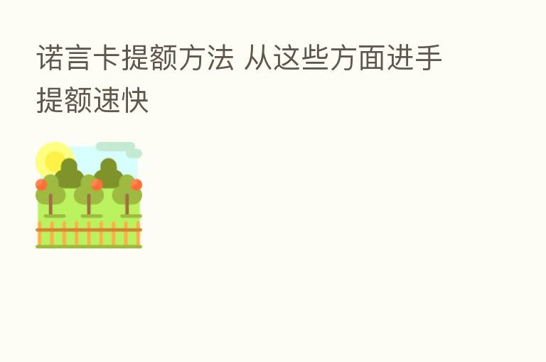 诺言卡提额方法 从这些方面进手提额速快