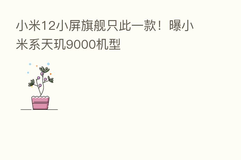 小米12小屏旗舰只此一款!曝小米系天玑9000机型