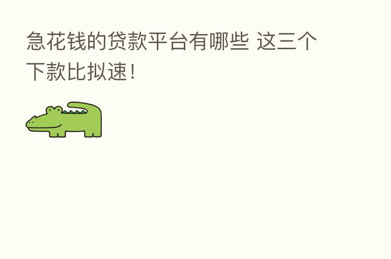急花前的贷款平台有哪些 这三个下款比拟速!