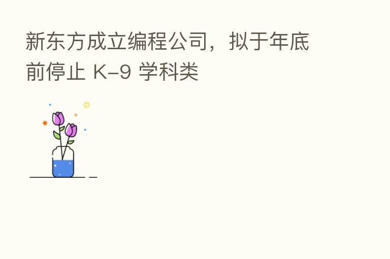 新东方成立编程公司,拟于年底前停止 K-9 学科类