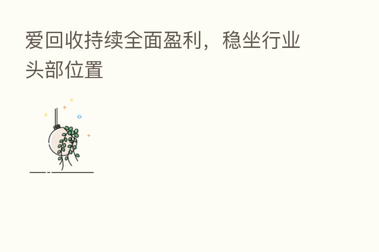 爱回收持续全面盈利,稳坐行业头部位置
