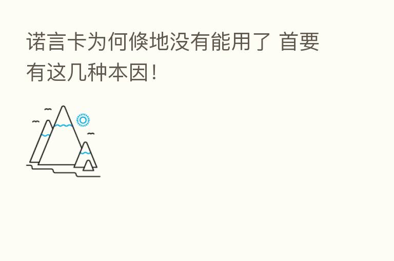 诺言卡为何倏地没有能用了 首要有这几种本因!