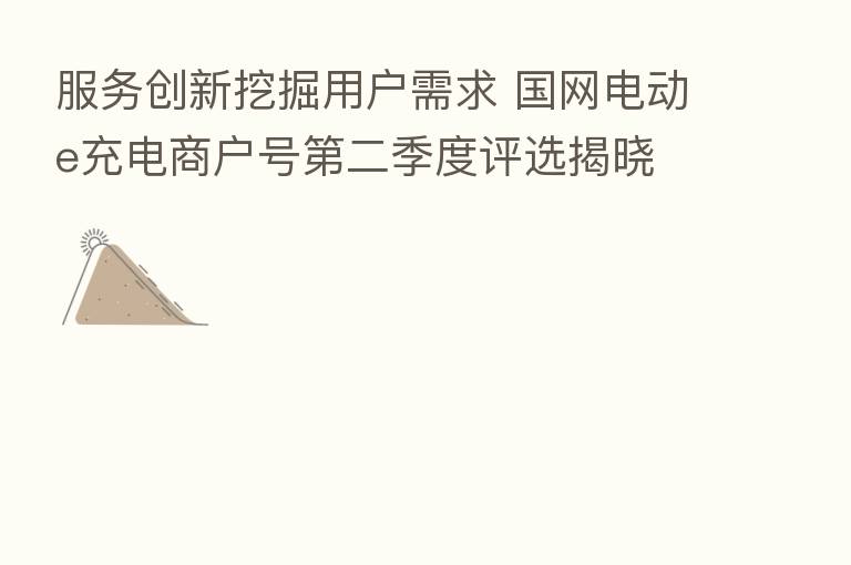 服务创新挖掘用户需求 国网电动e充电商户号 二季度评选揭晓