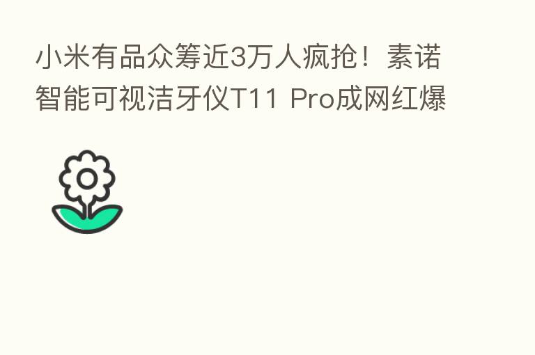 小米有品众筹近3万人疯抢!素诺智能可视洁牙仪T11 Pro成网红爆款