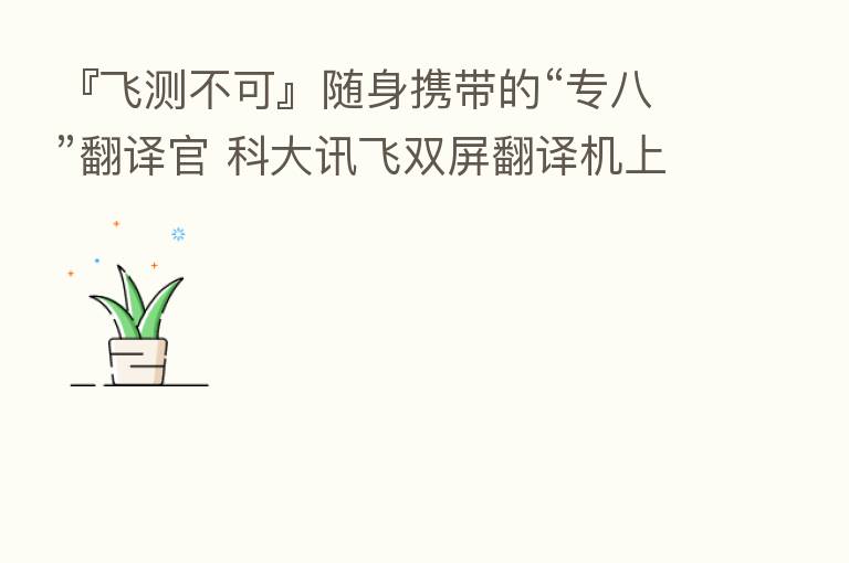 『飞测不可』随身携带的“专八”翻译官 科大讯飞双屏翻译机上手