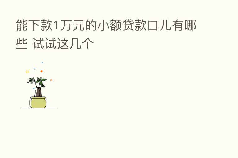 能下款1万元的小额贷款口儿有哪些 试试这几个