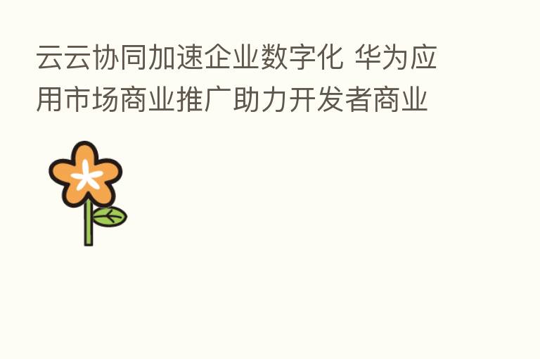 云云协同加速企业数字化 华为应用市场商业推广助力开发者商业成功