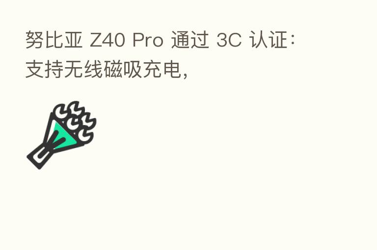 努比亚 Z40 Pro 通过 3C 认证:支持无线磁吸充电,