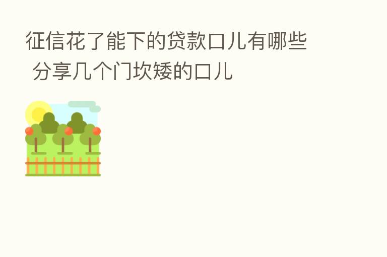 征信花了能下的贷款口儿有哪些 几个门坎矮的口儿