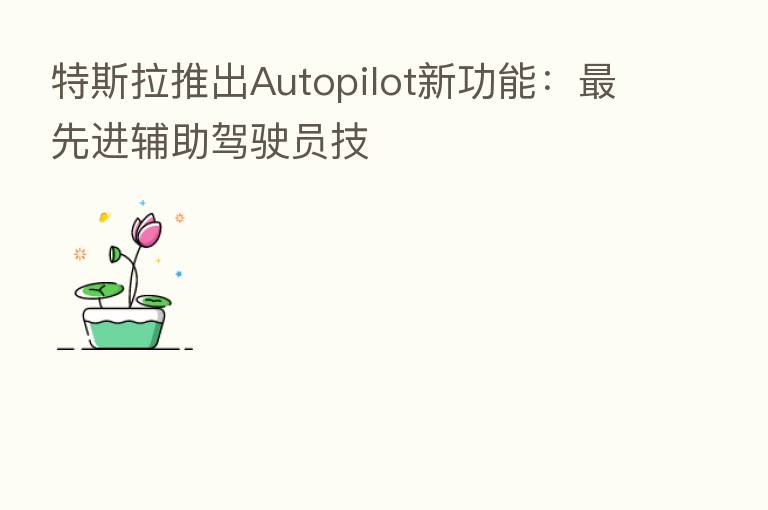 特斯拉推出Autopilot新功能: 先进辅助驾驶员技