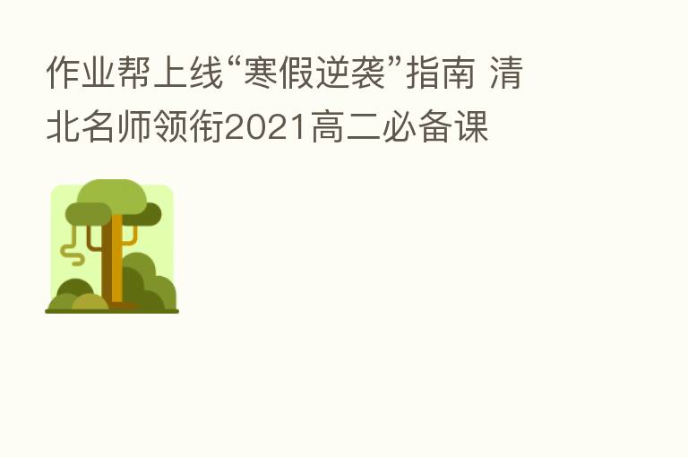 作业帮上线“寒假逆袭”指南 清北名师领衔2021高二必备课