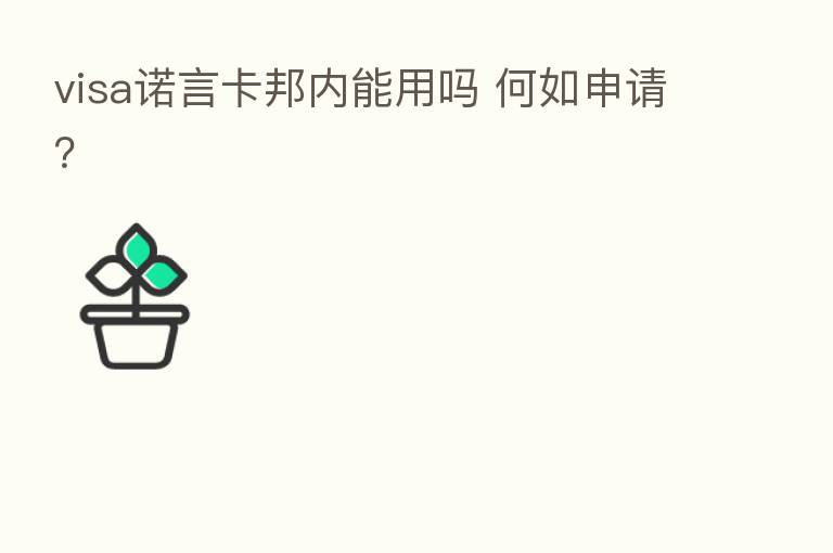 visa诺言卡邦内能用吗 何如申请?
