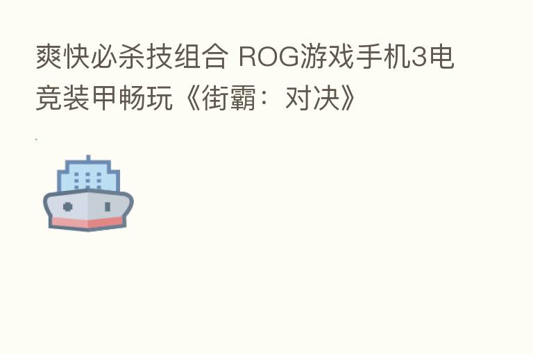爽快必 技组合 ROG游戏手机3电竞装甲畅玩《街霸:对决》