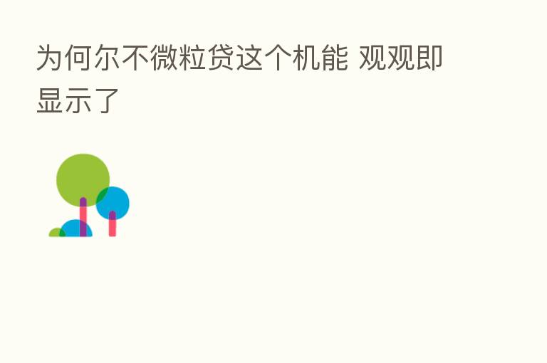 为何尔不微粒贷这个机能 观观即显示了