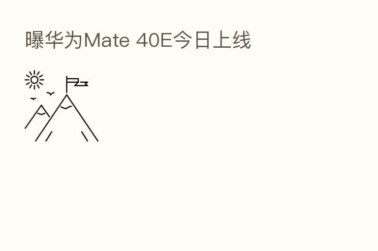曝华为Mate 40E今日上线