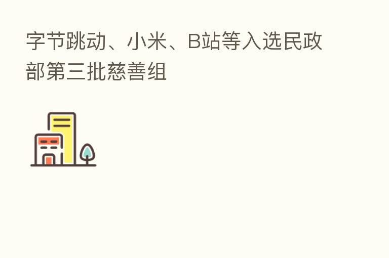 字节跳动、小米、B站等入选民政部 三批慈善组