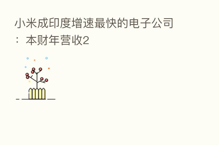 小米成印度增速 快的电子公司:本财年营收2