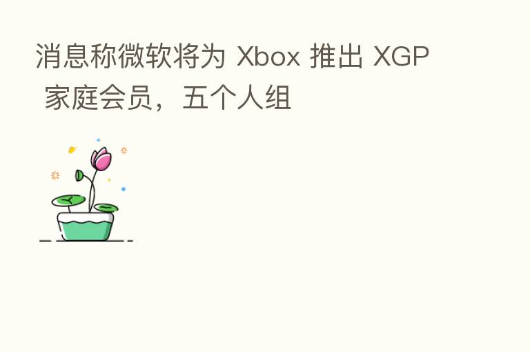 消息称微软将为 Xbox 推出 XGP 家庭会员，五个人组