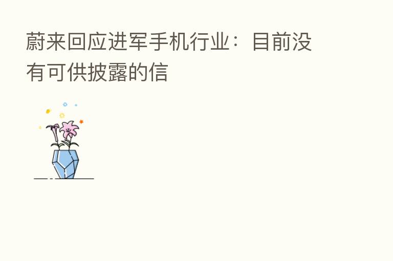 蔚来回应进军手机行业:目前没有可供披露的信