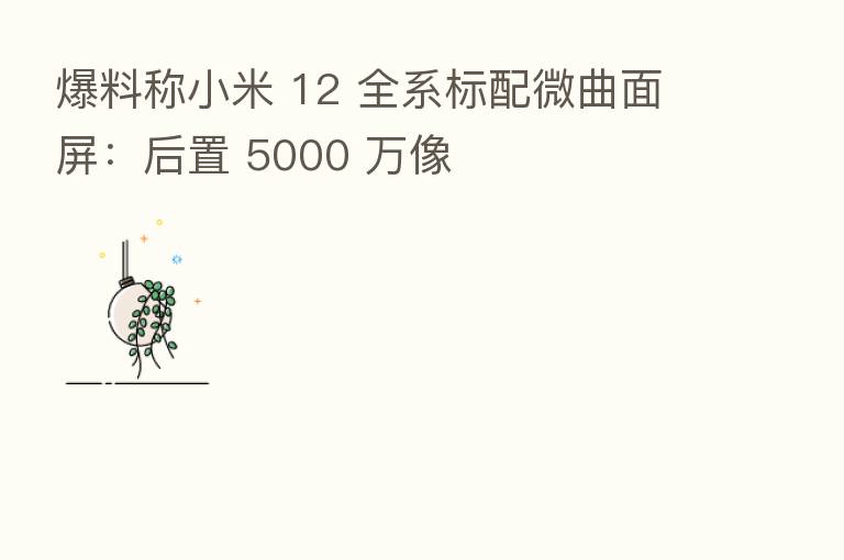 爆料称小米 12 全系标配微曲面屏:后置 5000 万像