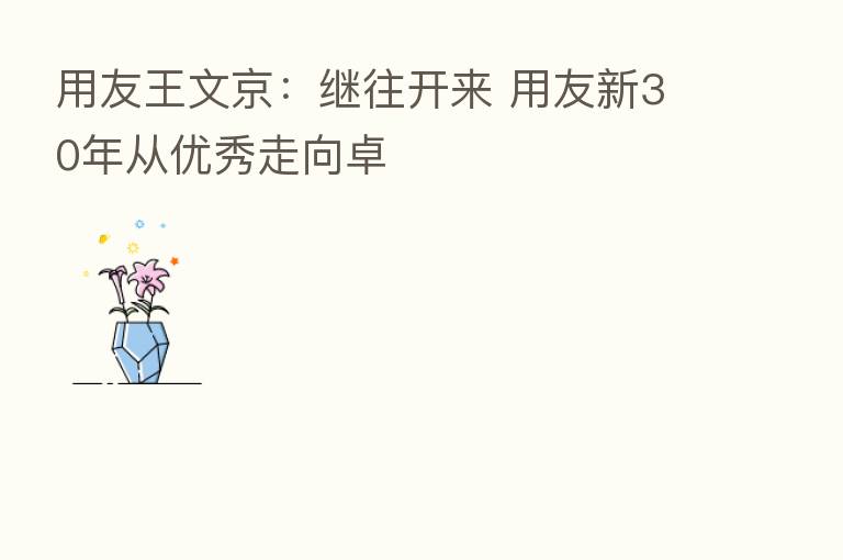 用友王文京:继往开来 用友新30年从优秀走向卓