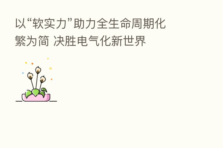 以“软实力”助力全生命周期化繁为简 决胜电气化新世界