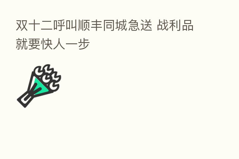 双十二呼叫顺丰同城急送 战利品就要快人一步
