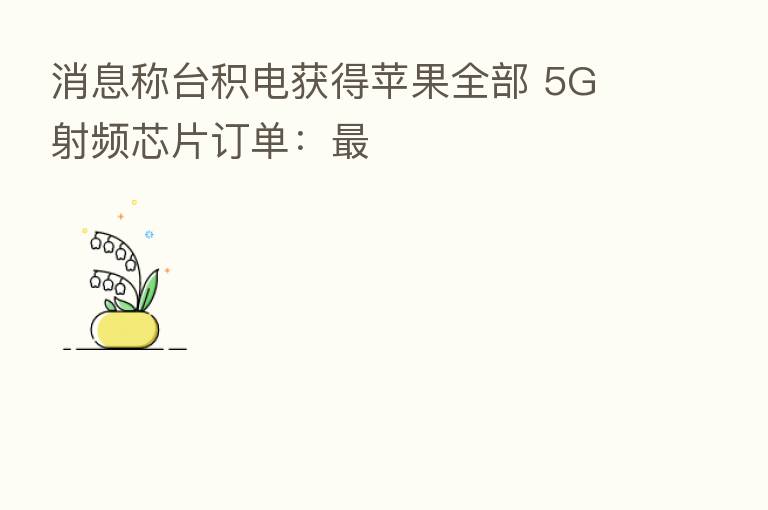 消息称台积电获得苹果全部 5G 射频芯片订单: