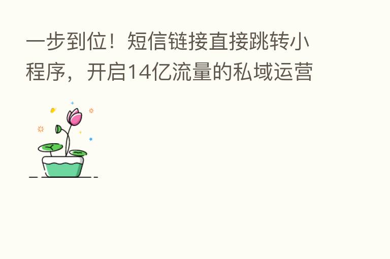 一步到位!短信链接直接跳转小程序,开启14亿流量的私域运营时代