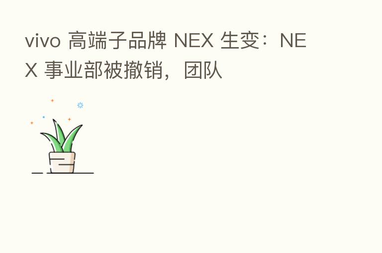 vivo 高端子品牌 NEX 生变：NEX 事业部被撤销，团队