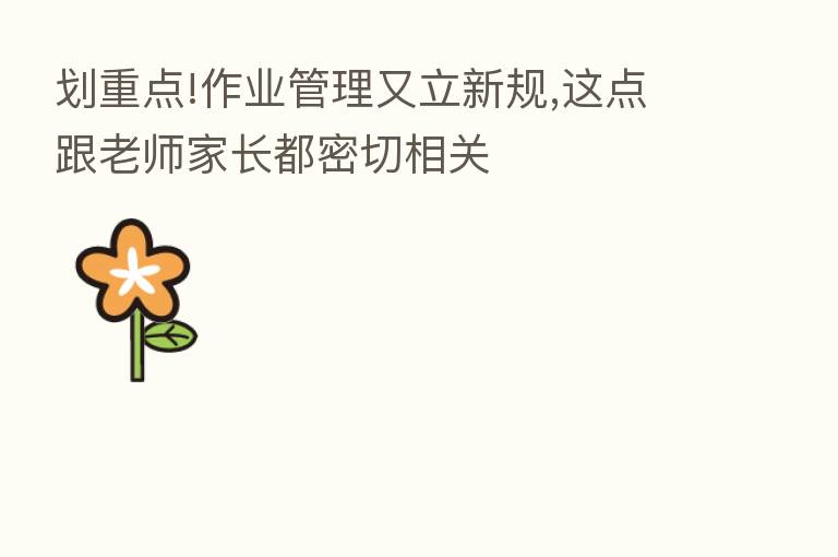 划重点!作业管理又立新规,这点跟老师家长都密切相关