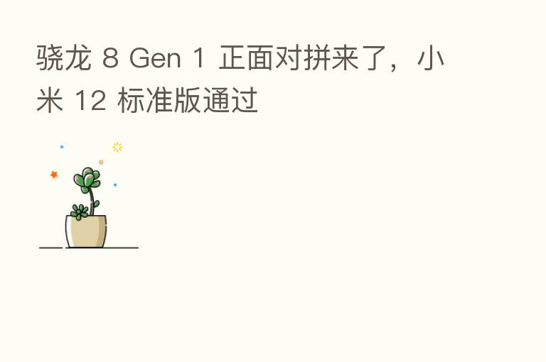 骁龙 8 Gen 1 正面对拼来了,小米 12 标准版通过