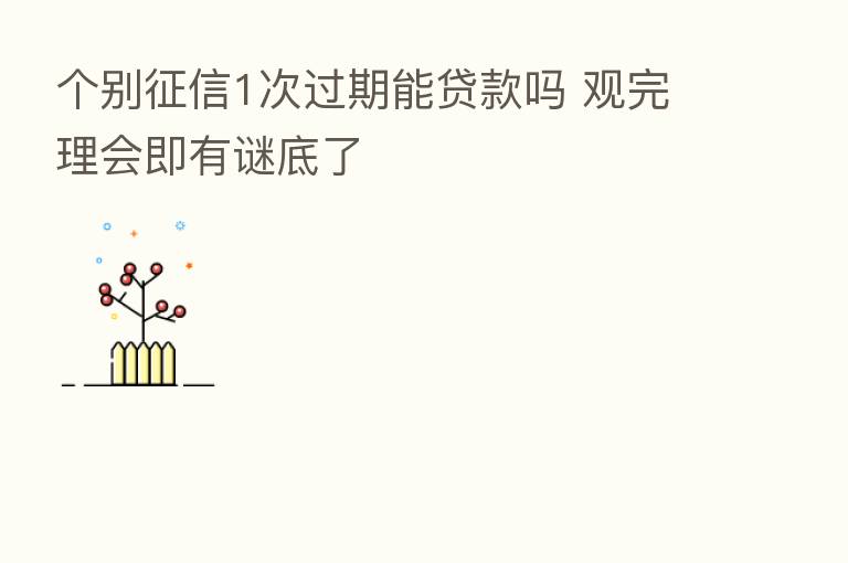 个别征信1次过期能贷款吗 观完理会即有谜底了