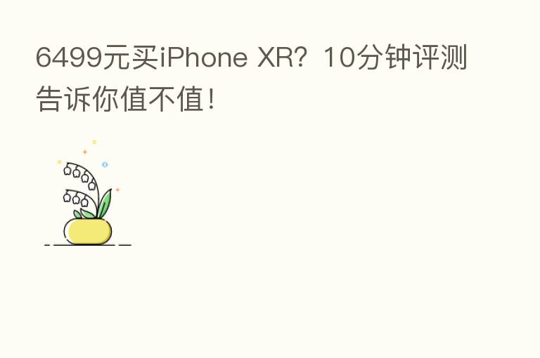 6499元买iPhone XR?10分钟评测告诉你值不值!
