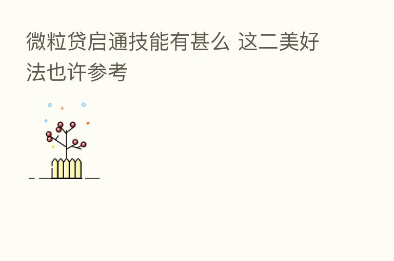 微粒贷启通技能有甚么 这二美好法也许参考
