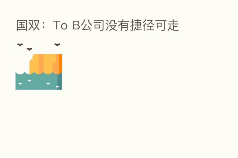 国双:To B公司没有捷径可走