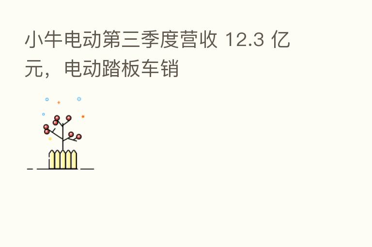 小牛电动 三季度营收 12.3 亿元,电动踏板车销