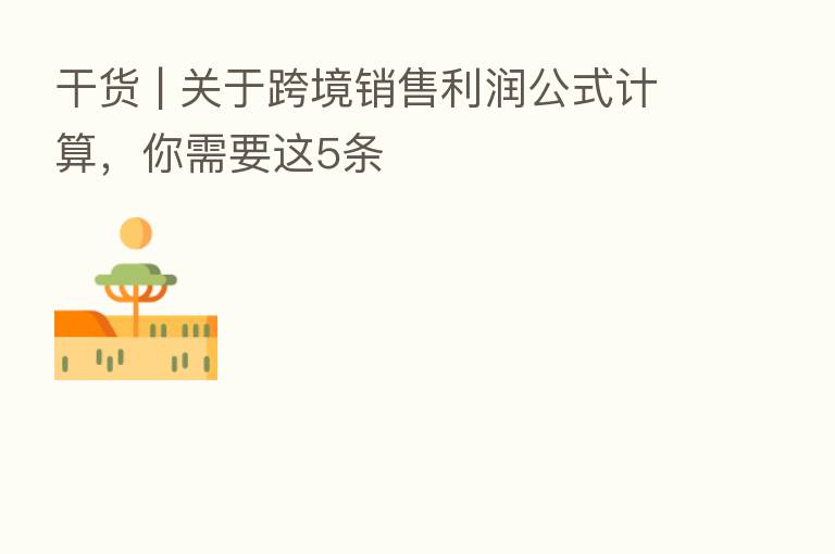 干货 | 关于跨境销售利润公式计算,你需要这5条