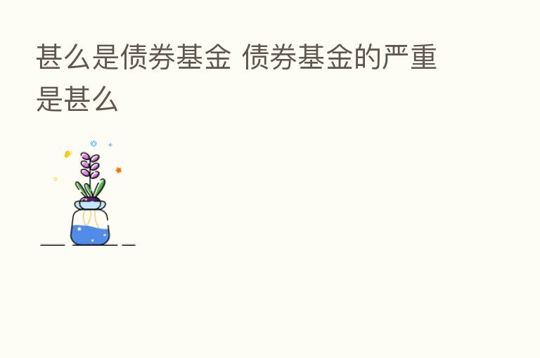 甚么是债券基金 债券基金的严重是甚么