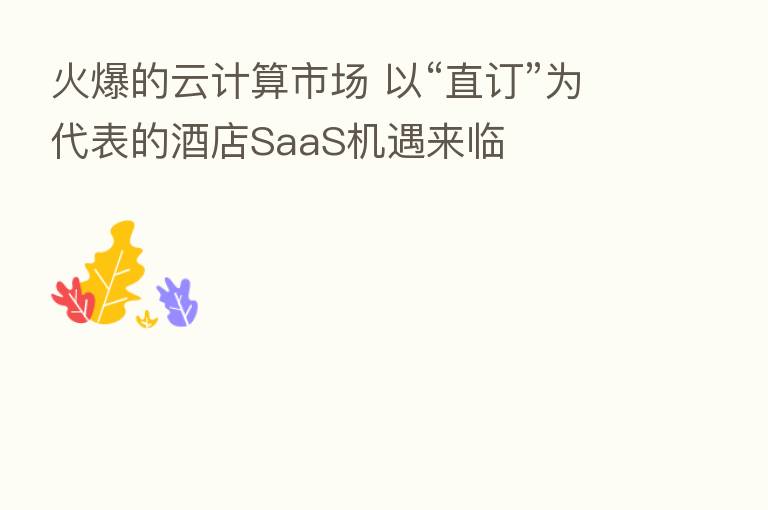 火爆的云计算市场 以“直订”为代表的酒店SaaS机遇来临