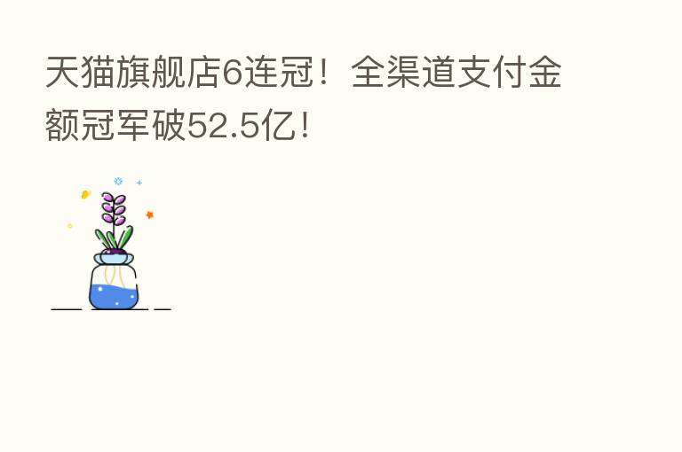 天猫旗舰店6连冠!全渠道支付金额冠军破52.5亿!