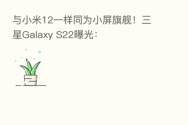 与小米12一样同为小屏旗舰!三星Galaxy S22曝光: