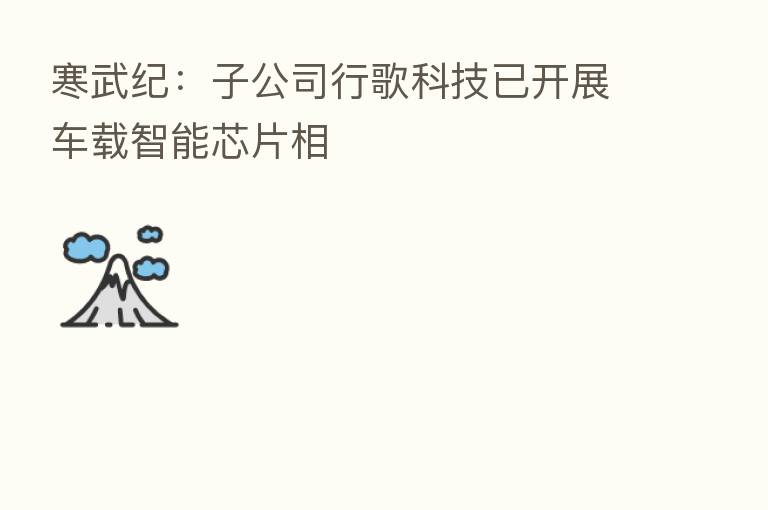 寒武纪:子公司行歌科技已开展车载智能芯片相