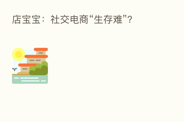 店宝宝:社交电商“生存难”?