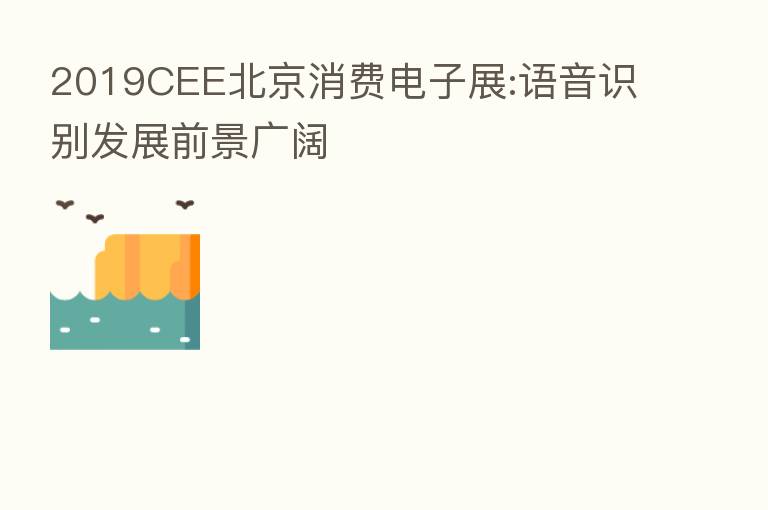 2019CEE北京消费电子展:语音识别发展前景广阔