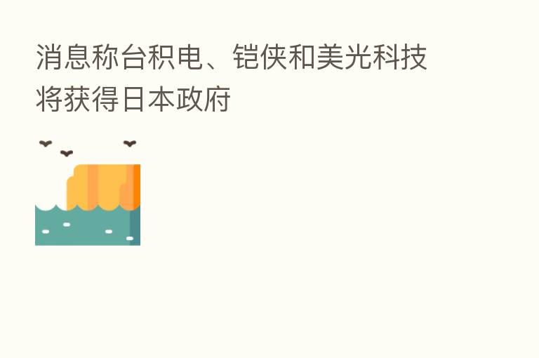 消息称台积电、铠侠和美光科技将获得日本政府