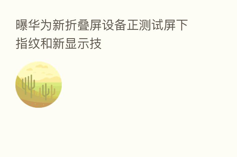 曝华为新折叠屏设备正测试屏下指纹和新显示技