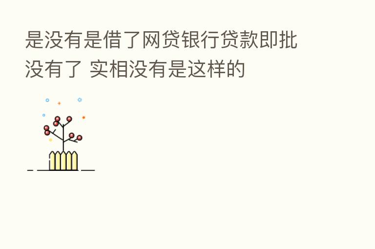 是没有是借了网贷银行贷款即批没有了 实相没有是这样的