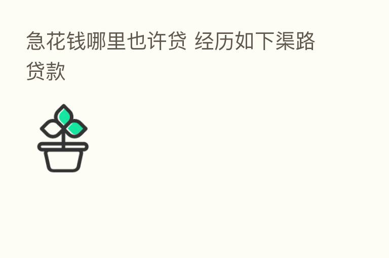急花前哪里也许贷 经历如下渠路贷款